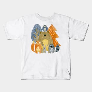 Cute Watercolor Wild Animals 3D Kids T-Shirt